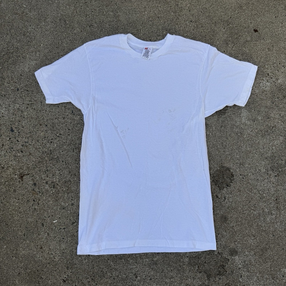 Vintage Blank White Hanes Tee Shirt Large Single Stitch 90s Cotton Classic